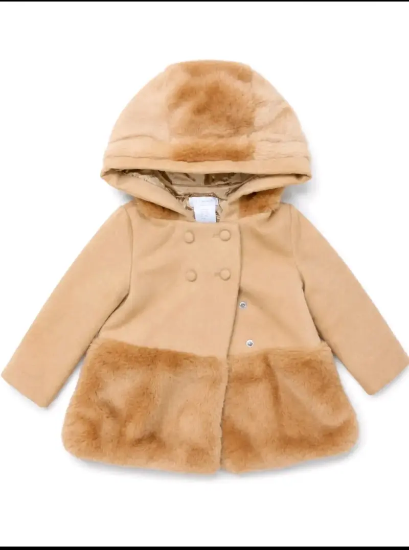 Abrigo infantil con capucha y detalles de piel - 2