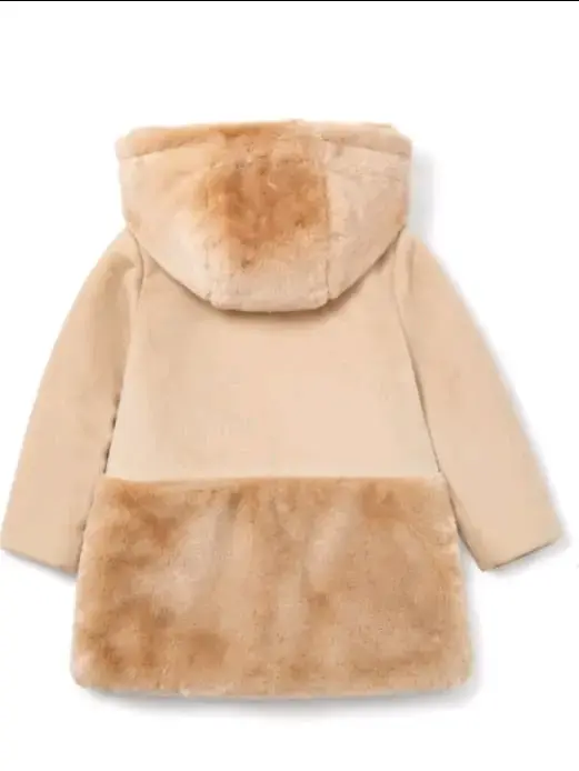 Abrigo infantil con capucha y detalles de piel - 3