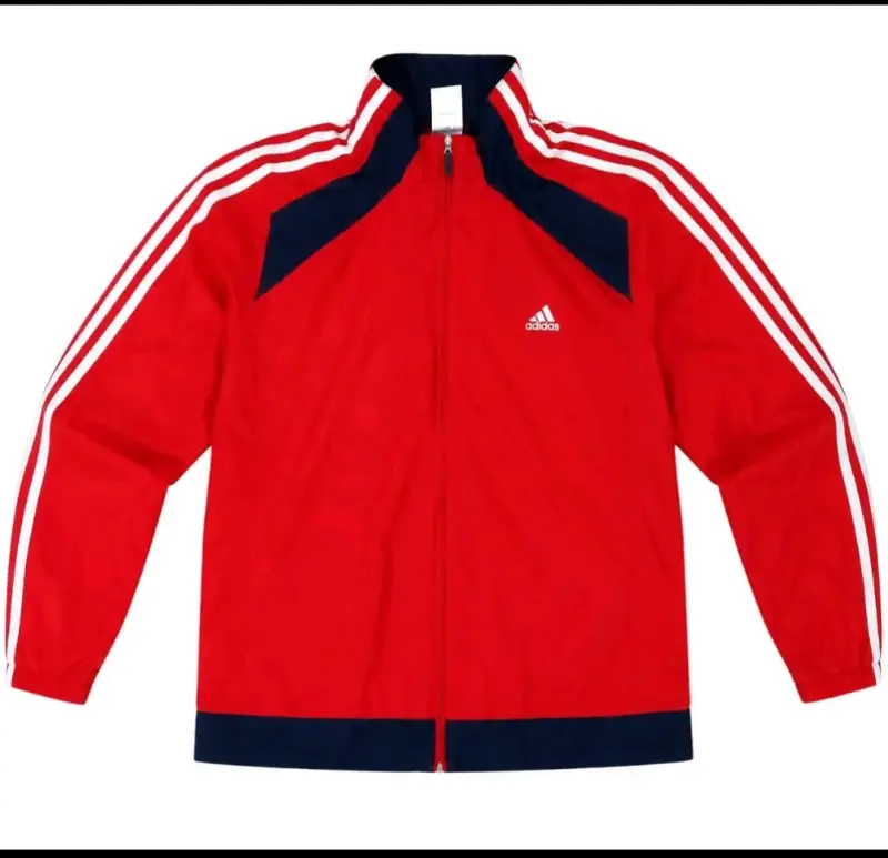 Chaqueta deportiva Adidas roja con franjas - 1