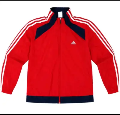Chaqueta deportiva Adidas roja con franjas - miniatura 1