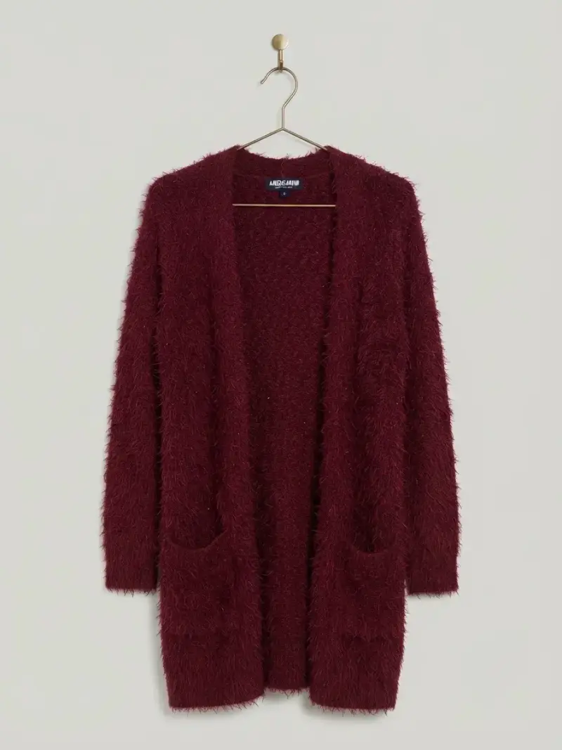 Cardigan burdeos de lana suave para mujer