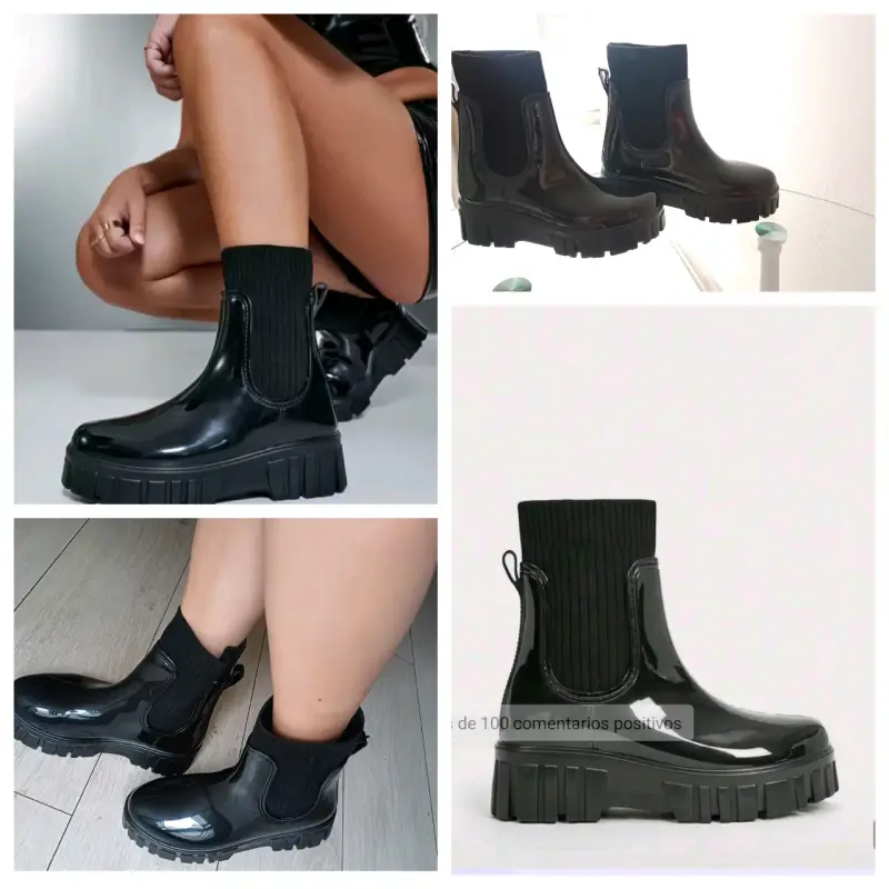 Botines de charol negro con elástico - 3