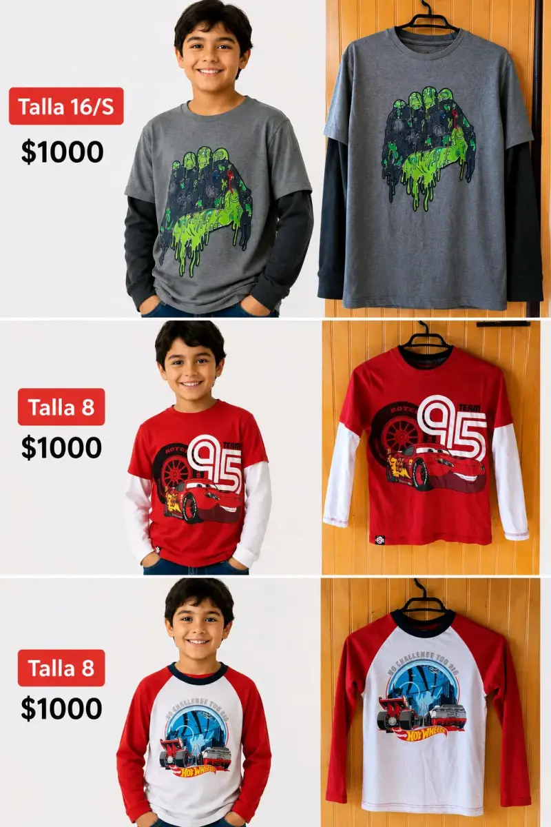 Poleras manga corta y larga niño - 1