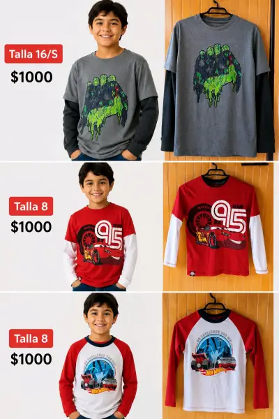 Poleras manga corta y larga niño - miniatura 1