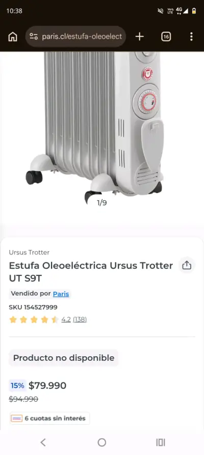 Calefactor eléctrico de aceite con termostato - miniatura 5