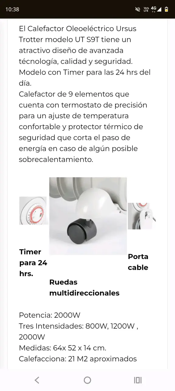 Calefactor eléctrico de aceite con termostato - 6