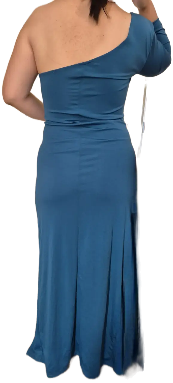 Vestido azul asimétrico elegante - 4