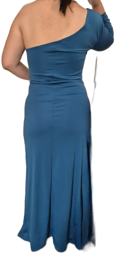 Vestido azul asimétrico elegante - miniatura 4
