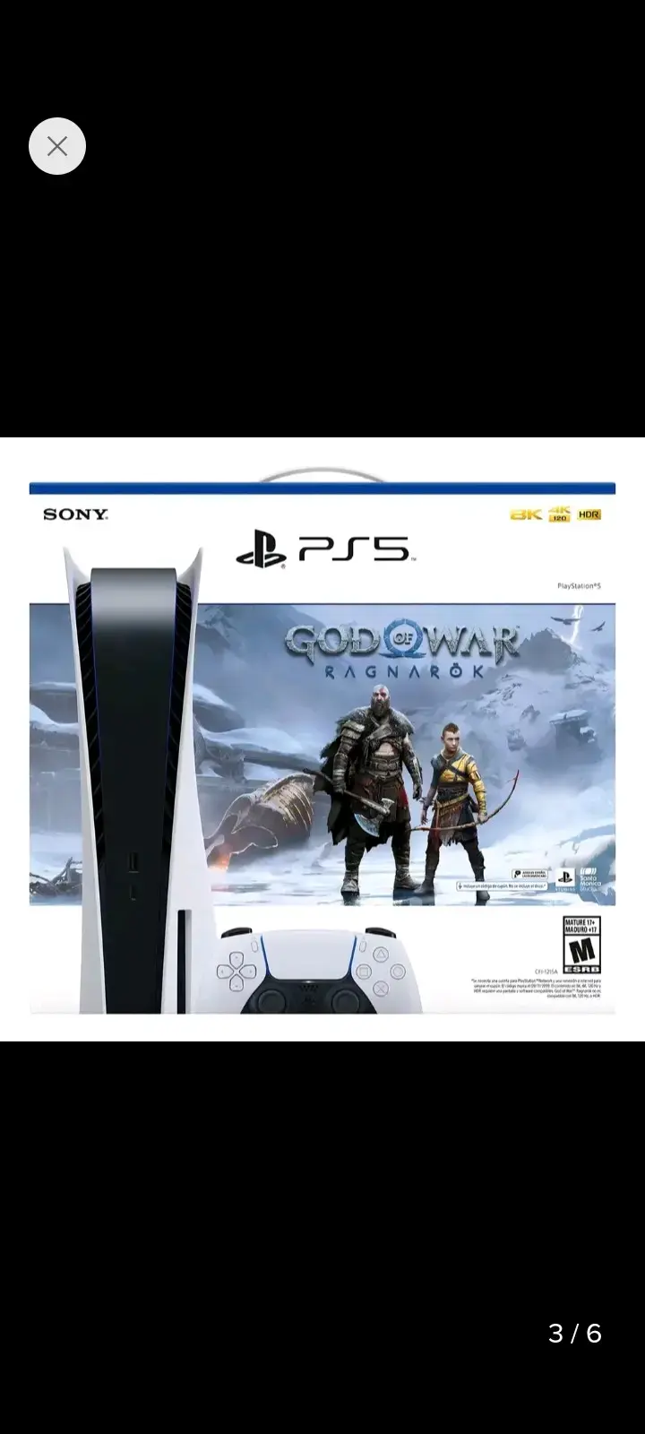 Consola PS5 con control y juego God of War - 3
