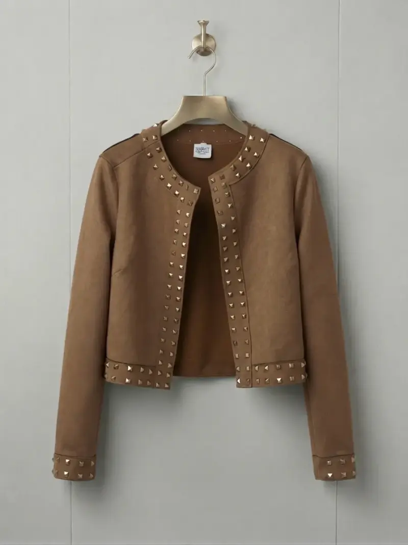 Chaqueta marrón con tachas estilo moderno - 1