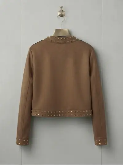 Chaqueta marrón con tachas estilo moderno - miniatura 2