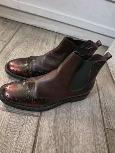Botines de cuero burdeo - miniatura 1