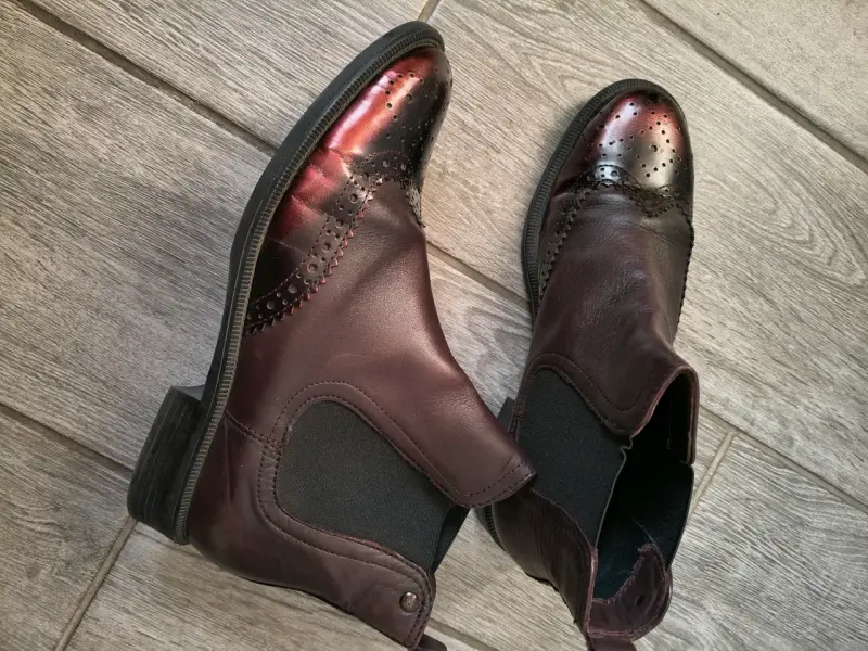 Botines de cuero burdeo - 3