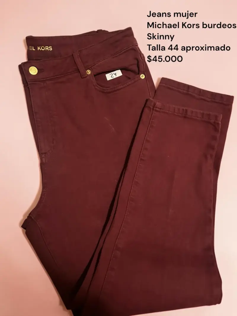 Jeans mujer Michael Kors burdeos skinny