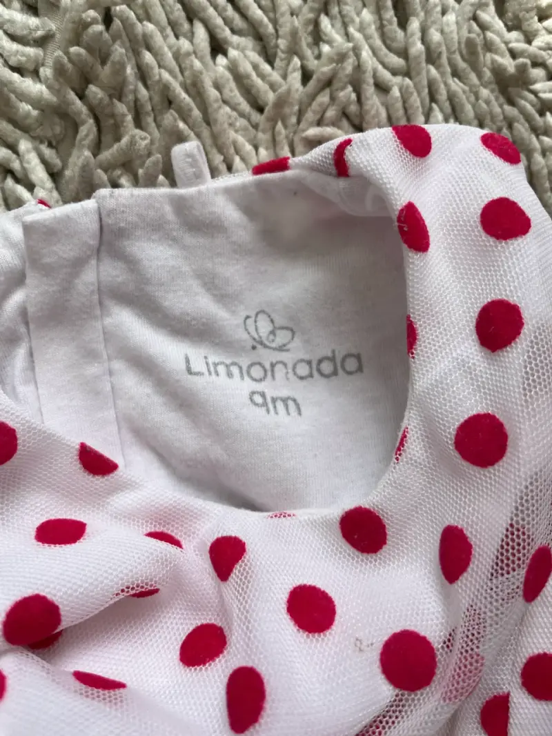 Vestido infantil blanco con lunares rojos - 3