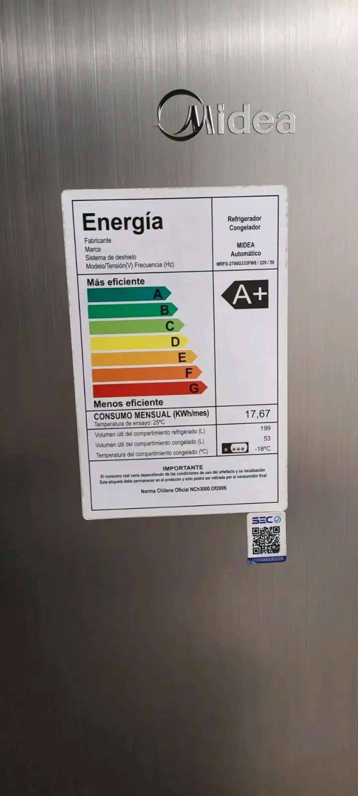 Refrigerador Midea de acero inoxidable - 2