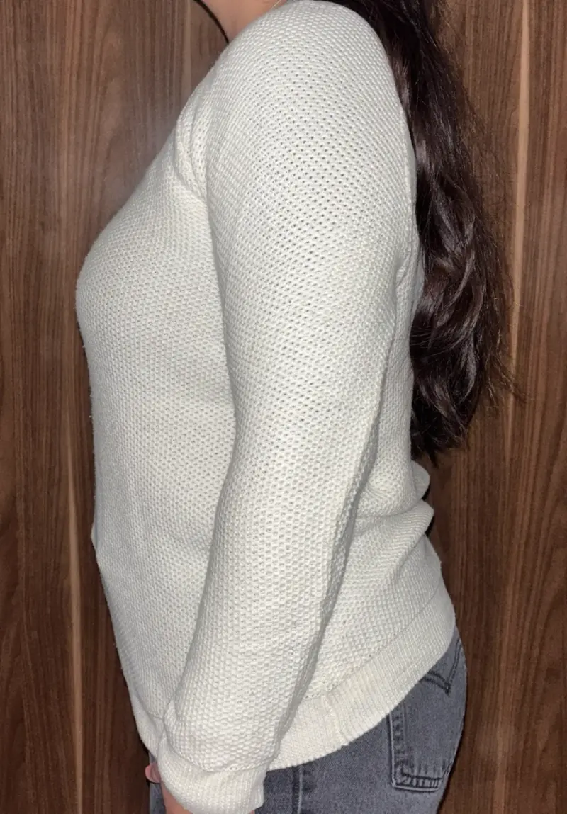 Suéter blanco de punto para mujer - 2