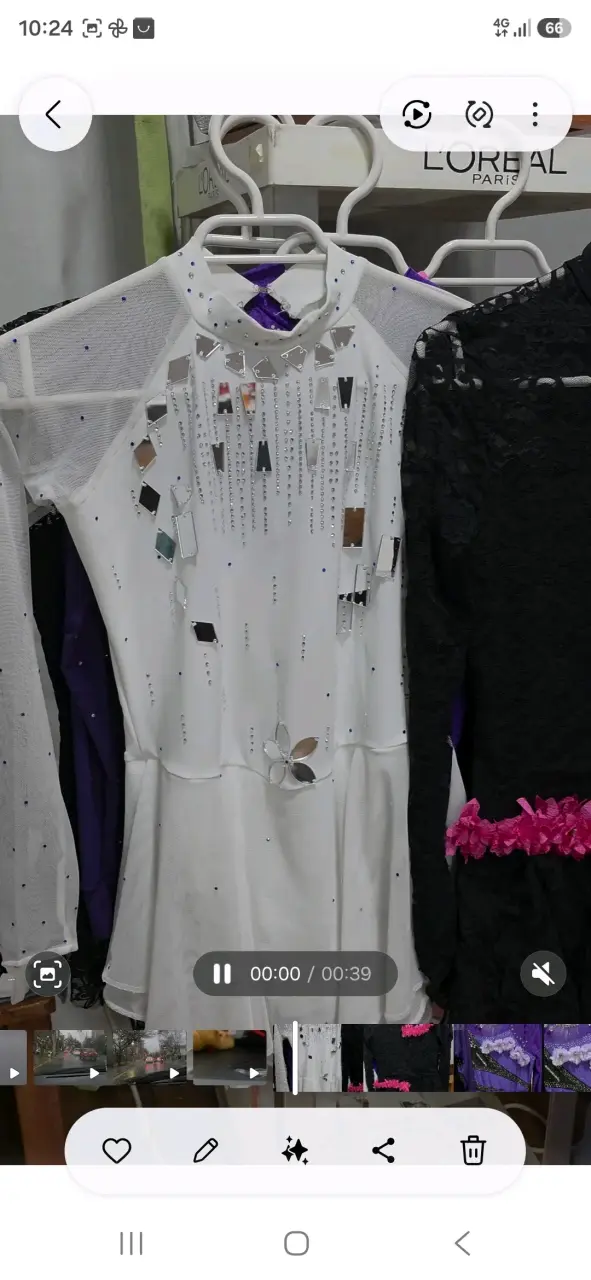 Vestido de patinaje artístico con pedrería - 5