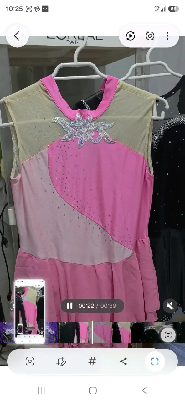 Vestido de patinaje artístico morado con cristales - 4