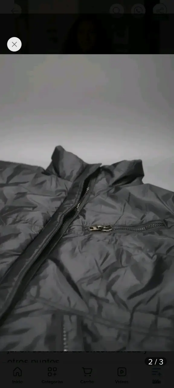 Parka negra acolchada con cierre - 3
