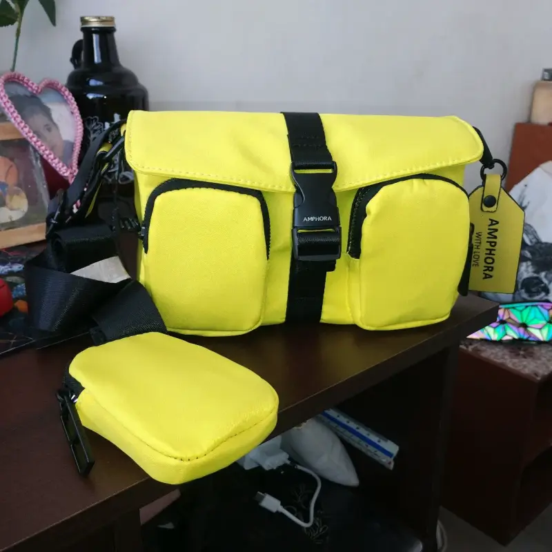 Bolso bandolera amarillo Amphora con bolsillos - 1