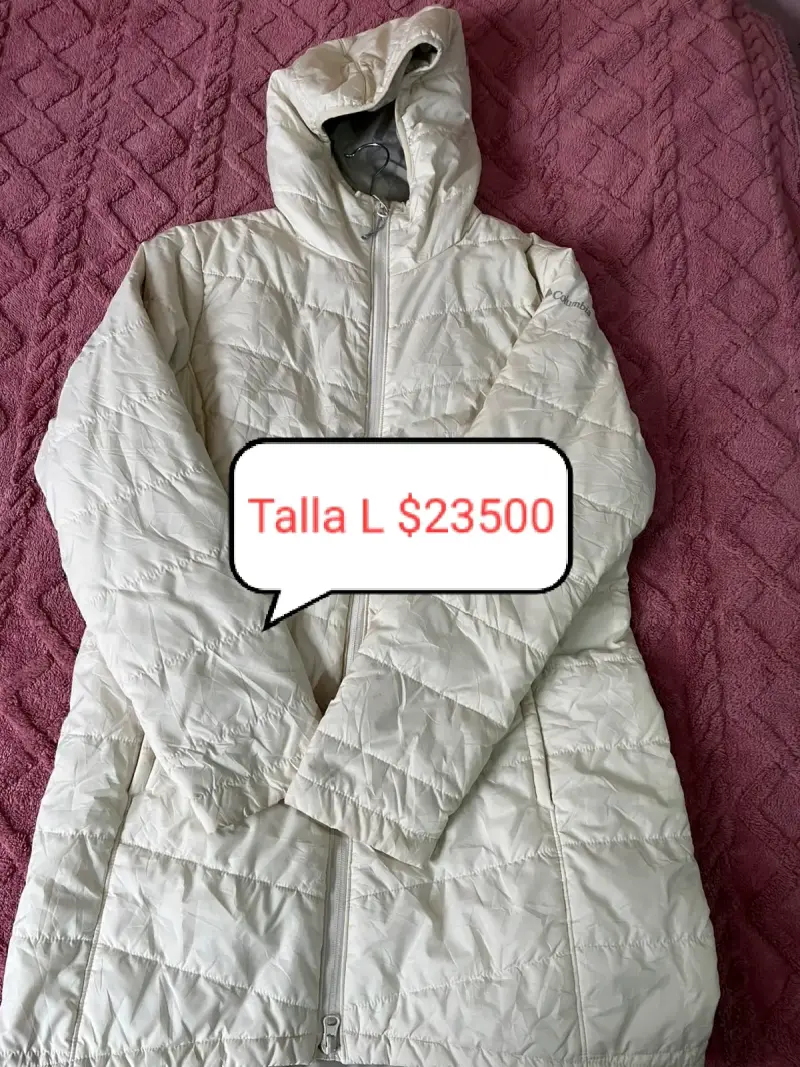 Chaqueta Columbia blanca con capucha talla L