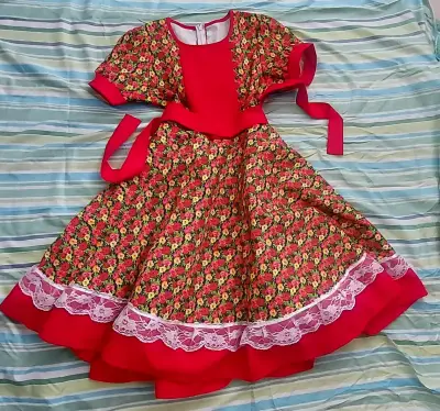 Vestido de folclor floral con encaje - miniatura 1