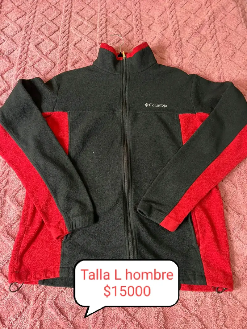 Chaqueta polar Columbia negra y roja para hombre