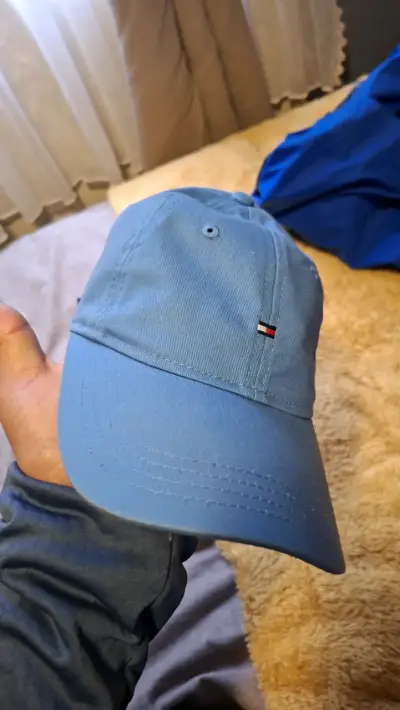 Gorra azul de algodón con logo - miniatura 1
