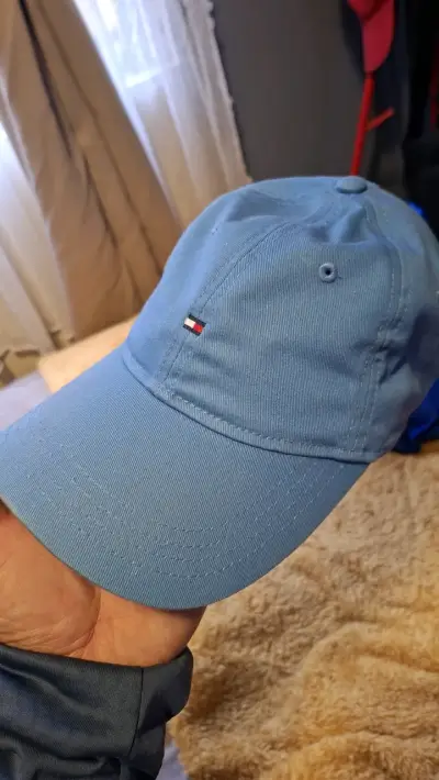 Gorra azul de algodón con logo - miniatura 6