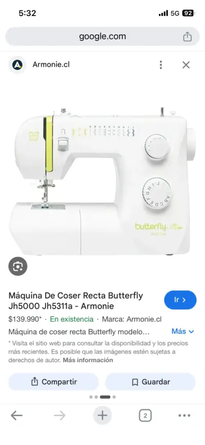 Máquina de coser Butterfly JH5311A - miniatura 3
