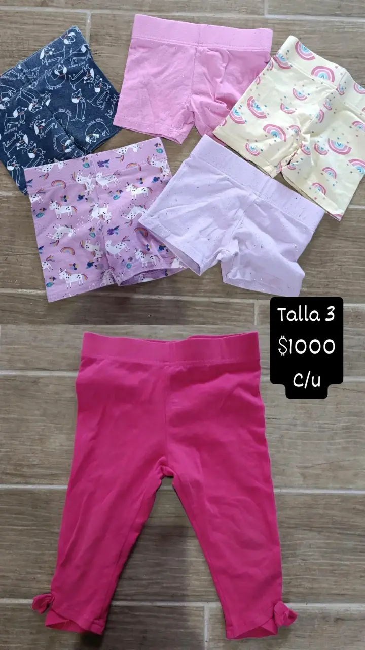 Pack de calzas y shorts para niña talla 3 - 1