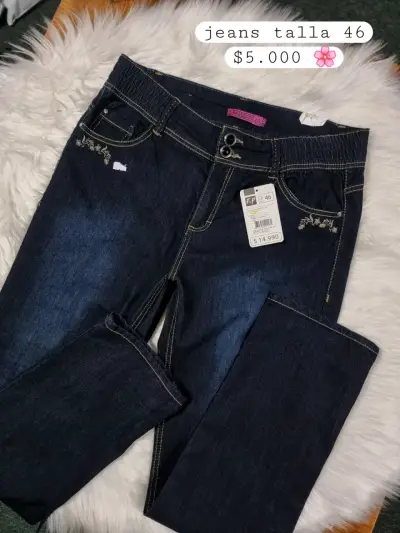 Jeans azul oscuro talla 46 con bordado - miniatura 1