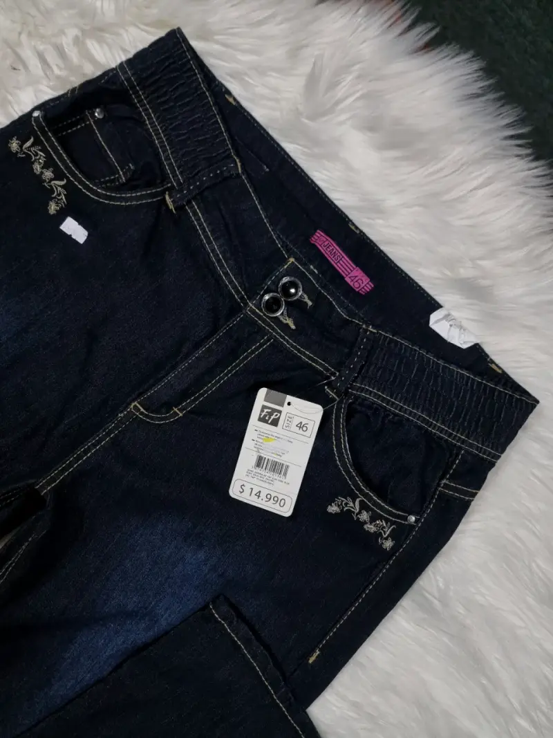 Jeans azul oscuro talla 46 con bordado - 2