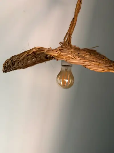 Lámpara colgante de mimbre rústica - miniatura 1