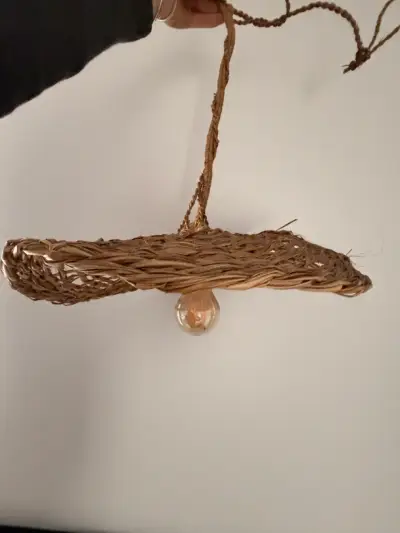 Lámpara colgante de mimbre rústica - miniatura 4
