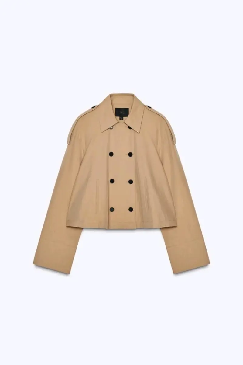 Chaqueta corta beige de mujer Zara - 1