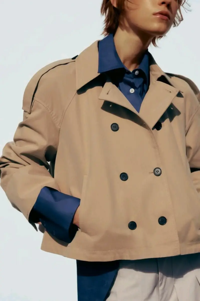 Chaqueta corta beige de mujer Zara - 2