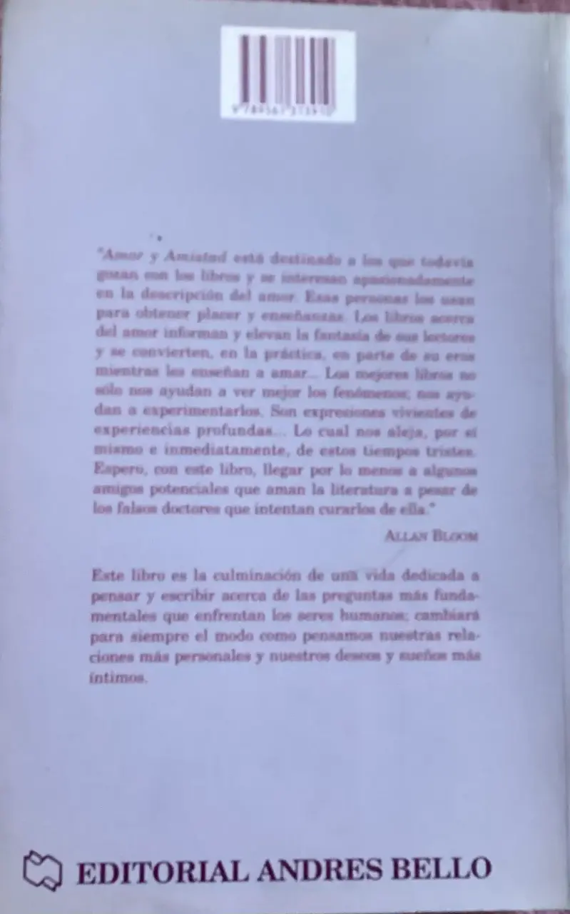 Libro 'Amor y Amistad' de Allan Bloom - 2