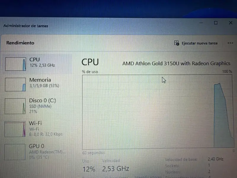 Notebook HP 15" 8GB Ram 128 M.2 Athlon Gold 3150 - 2