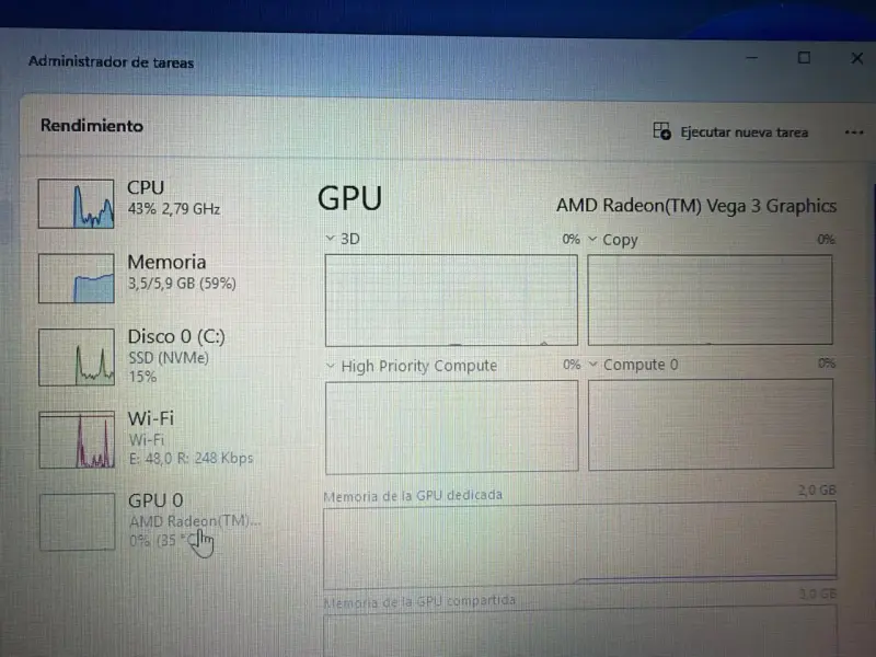 Notebook HP 15" 8GB Ram 128 M.2 Athlon Gold 3150 - 5