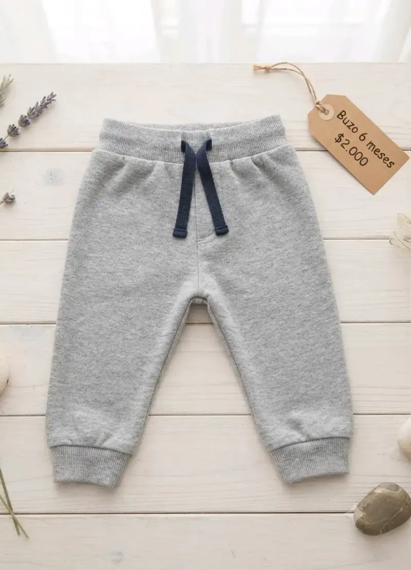Pantalón buzo gris para bebé 6 meses