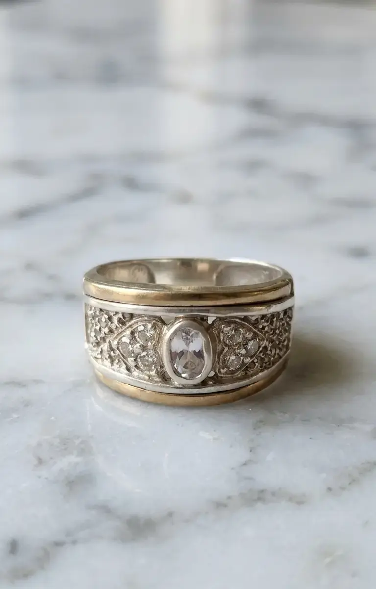Anillo de Plata 925 Bicolor "Promesa de Amor" - 1