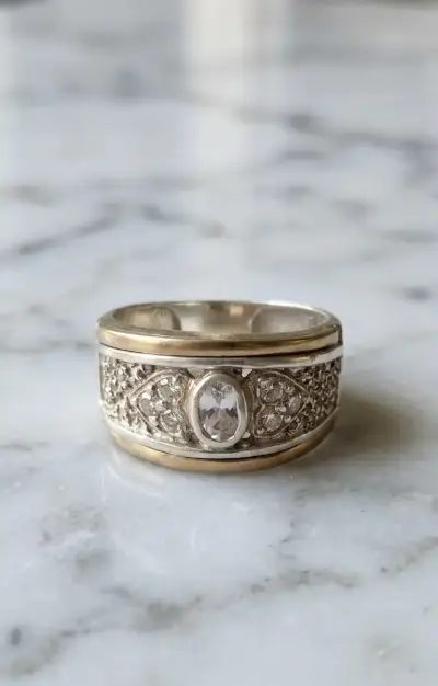 Anillo de Plata 925 Bicolor "Promesa de Amor" - miniatura 1
