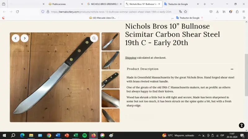 Cuchillo Nichols Bross Año 1890-1900 Made Usa - 6