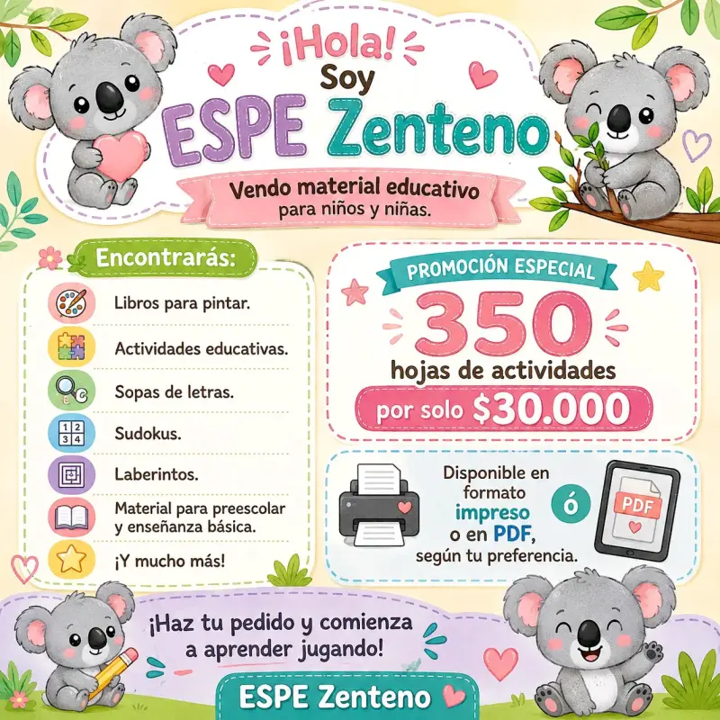 Paquete educativo de 350 hojas para niños