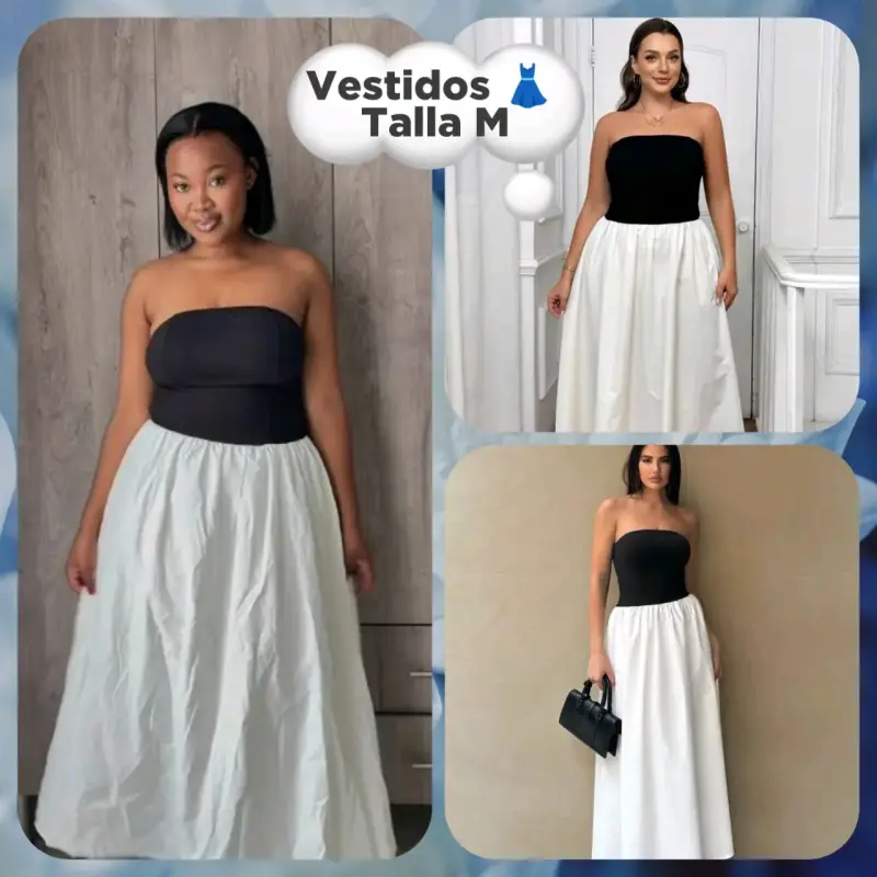 Vestido strapless bicolor talla M