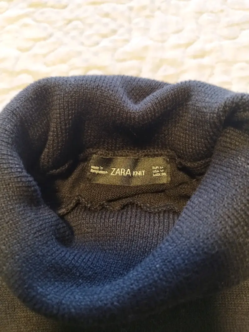 Suéter cuello alto negro Zara Knit - 2