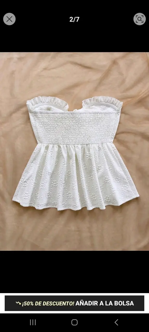Blusa strapless blanca con lazo decorativo - 2