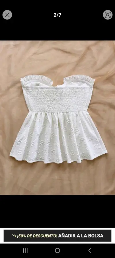 Blusa strapless blanca con lazo decorativo - miniatura 2